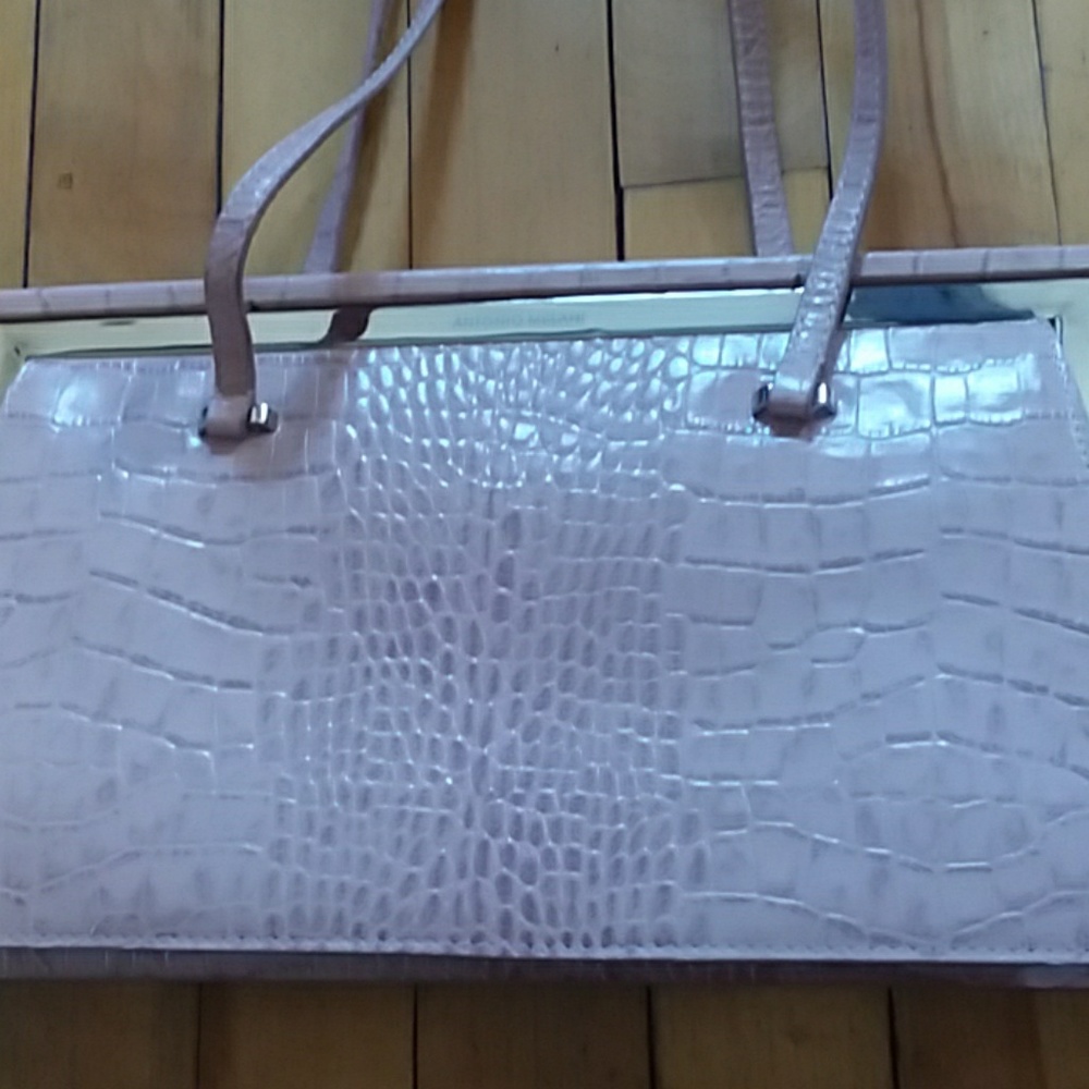 Antonio Melani pink leather crocodile purse.